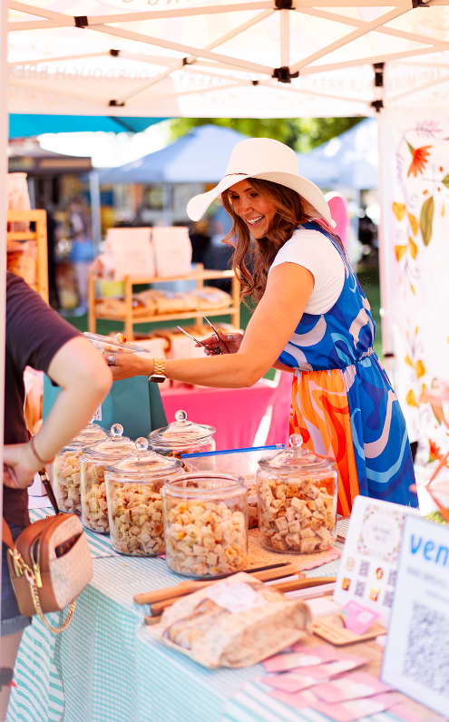 B&B Bread and Co. market booth with loaves and baked goods